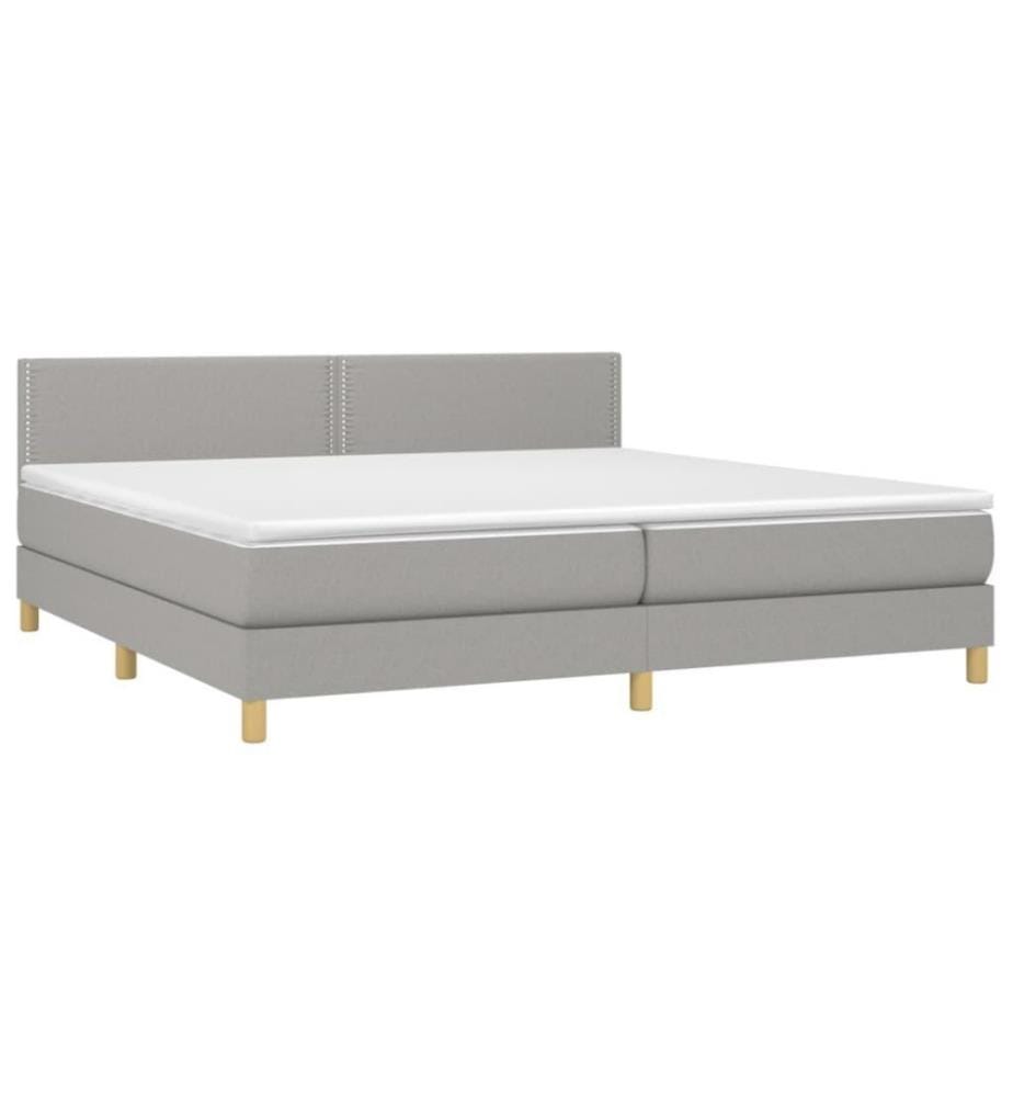 Boxspringbett mit Matratze & LED Hellgrau 200x200 cm Stoff