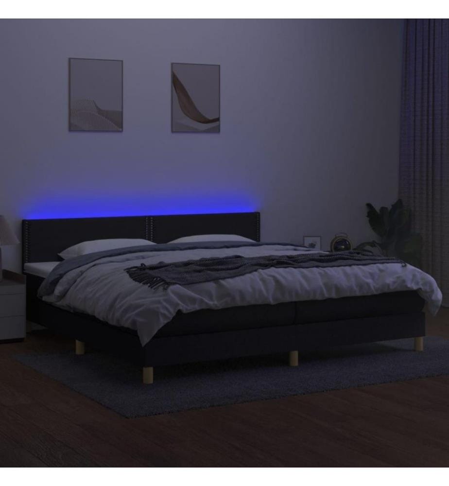 Boxspringbett mit Matratze & LED Schwarz 200x200 cm Stoff
