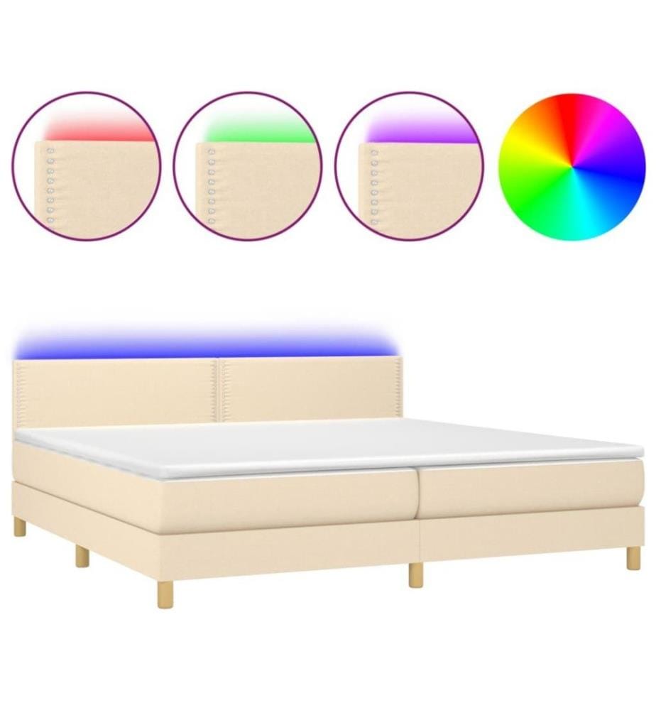 Boxspringbett mit Matratze & LED Creme 200x200 cm Stoff