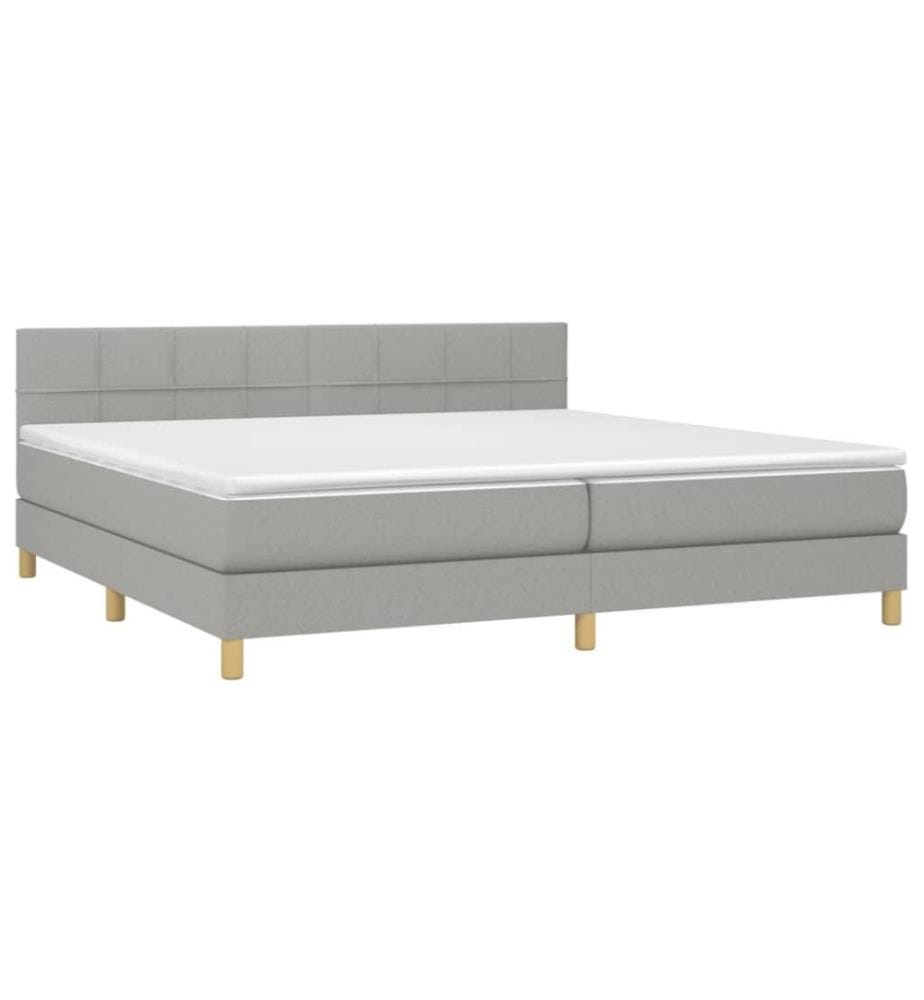 Boxspringbett mit Matratze & LED Hellgrau 200x200 cm Stoff