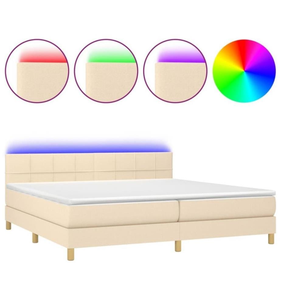 Boxspringbett mit Matratze & LED Creme 200x200 cm Stoff