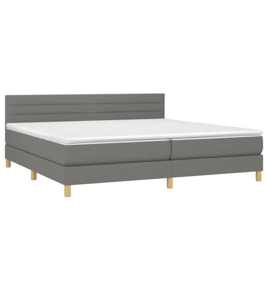 Boxspringbett mit Matratze & LED Dunkelgrau 200x200 cm Stoff