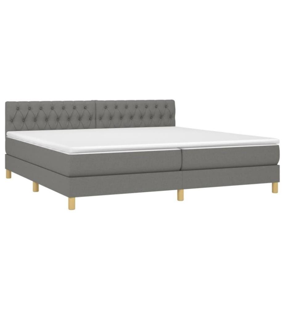 Boxspringbett mit Matratze & LED Dunkelgrau 200x200 cm Stoff