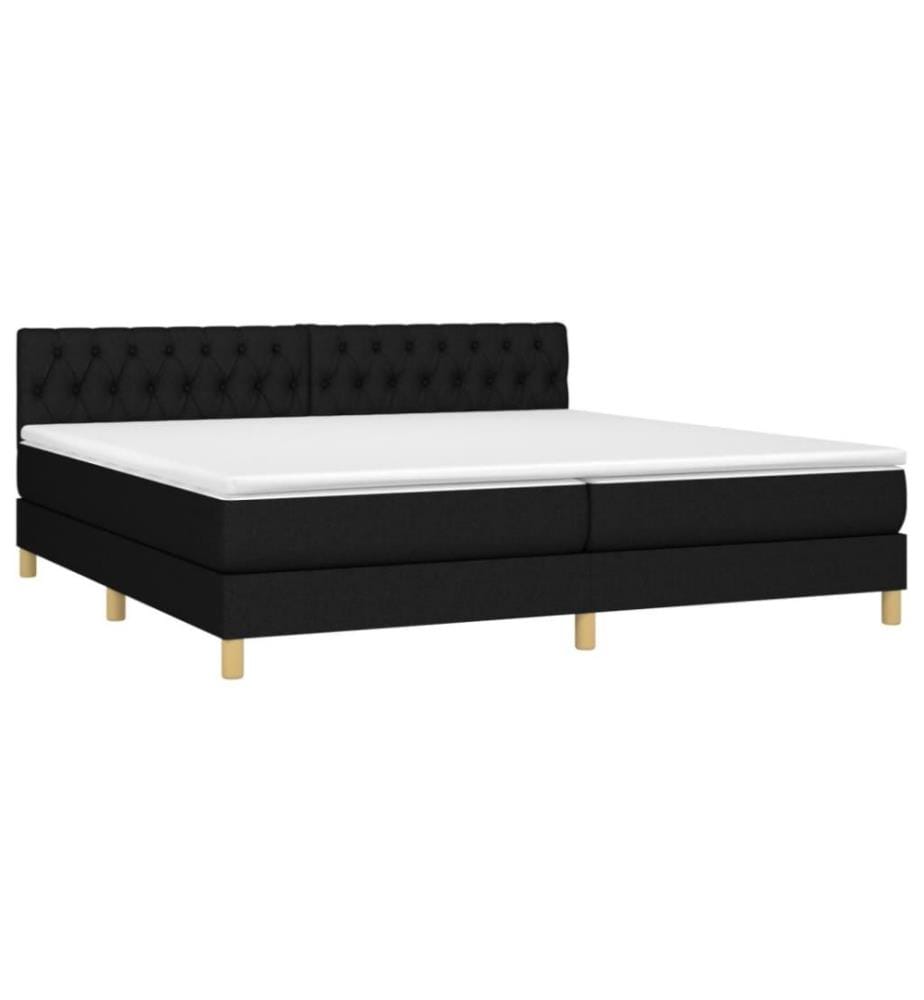 Boxspringbett mit Matratze & LED Schwarz 200x200 cm Stoff