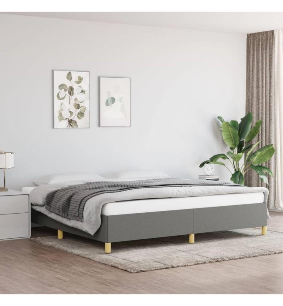 Cadre de lit Gris foncé 200 x 200 cm Tissu