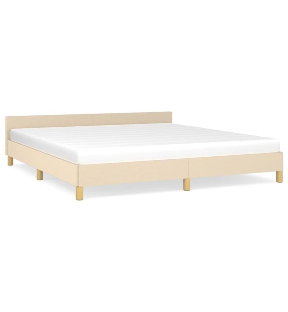 Bettgestell mit Kopfteil Creme 160x200 cm Stoff