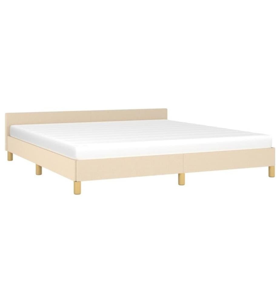 Bettgestell mit Kopfteil Creme 160x200 cm Stoff