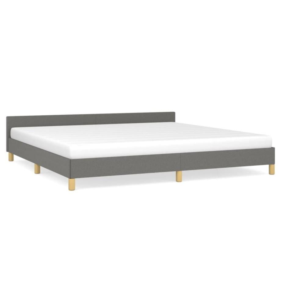 Bettgestell mit Kopfteil Dunkelgrau 200x200 cm Stoff