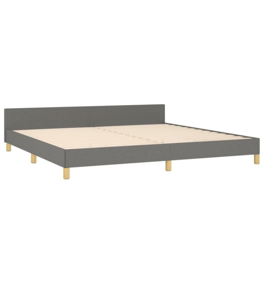 Bettgestell mit Kopfteil Dunkelgrau 200x200 cm Stoff