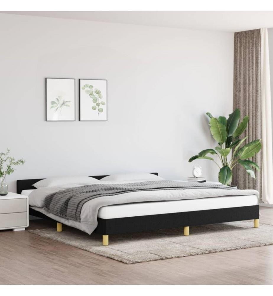Bettgestell mit Kopfteil Schwarz 200x200 cm Stoff