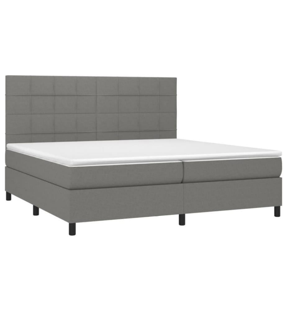 Boxspringbett mit Matratze & LED Dunkelgrau 200x200 cm Stoff