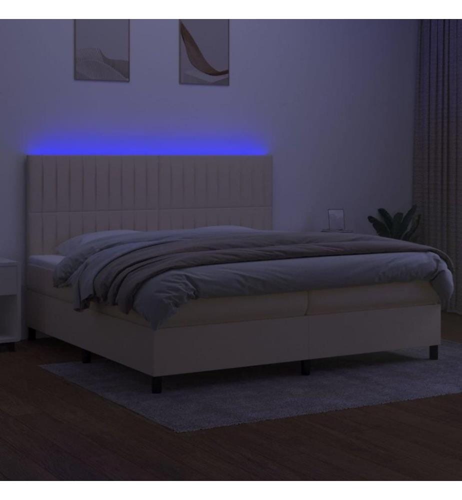 Boxspringbett mit Matratze & LED Creme 200x200 cm Stoff