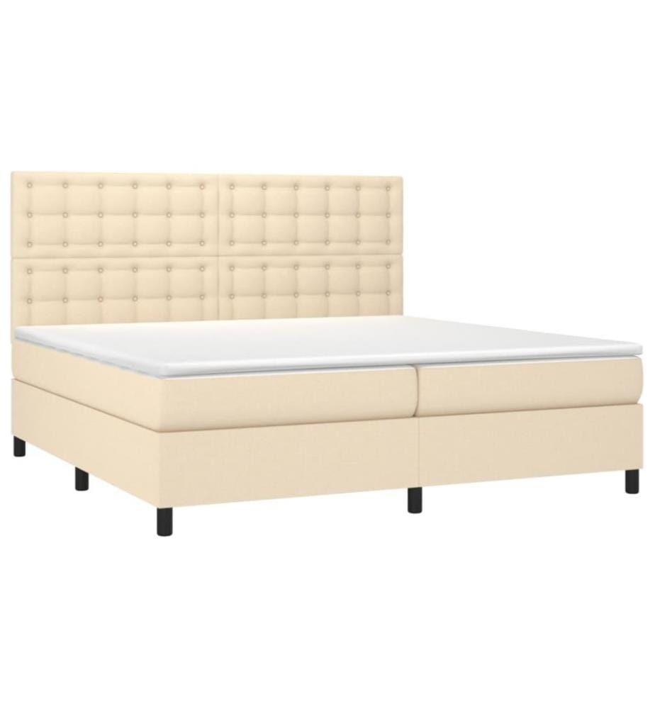 Boxspringbett mit Matratze & LED Creme 200x200 cm Stoff