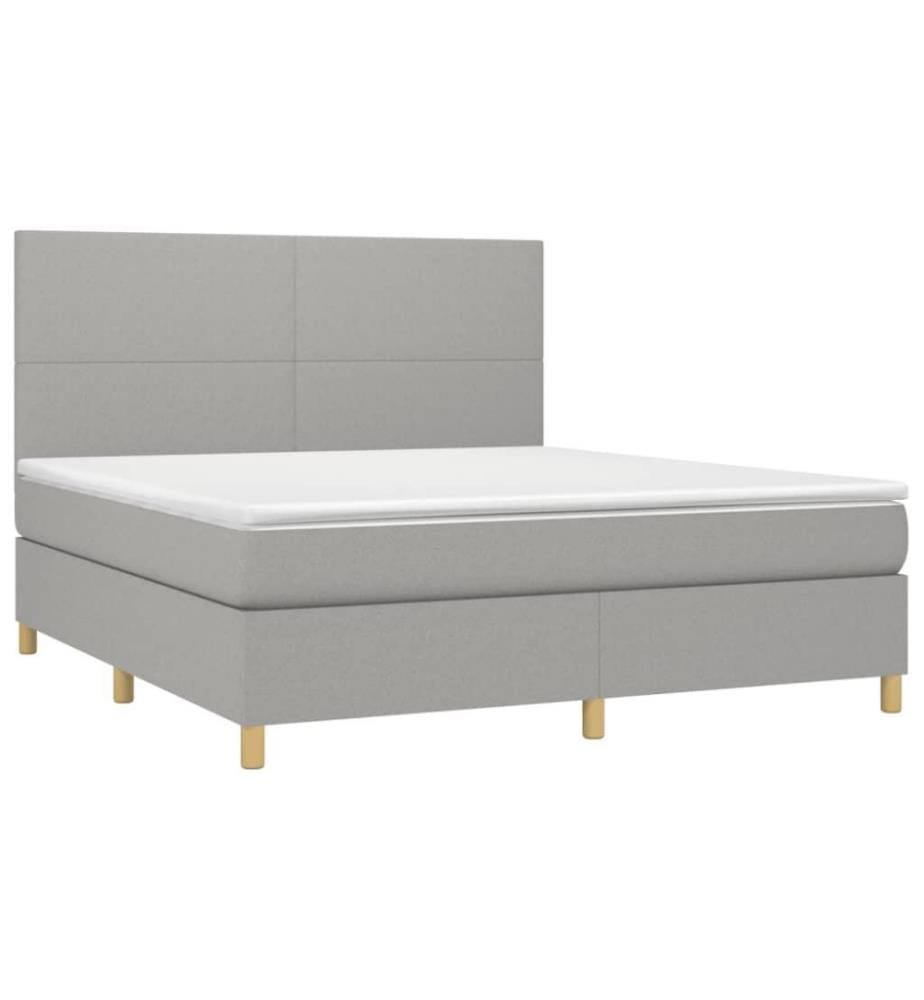 Boxspringbett mit Matratze & LED Hellgrau 160x200 cm Stoff