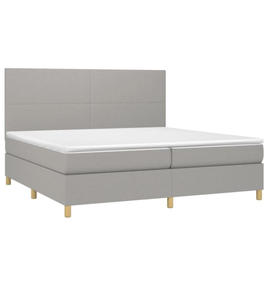 Boxspringbett mit Matratze & LED Hellgrau 200x200 cm Stoff