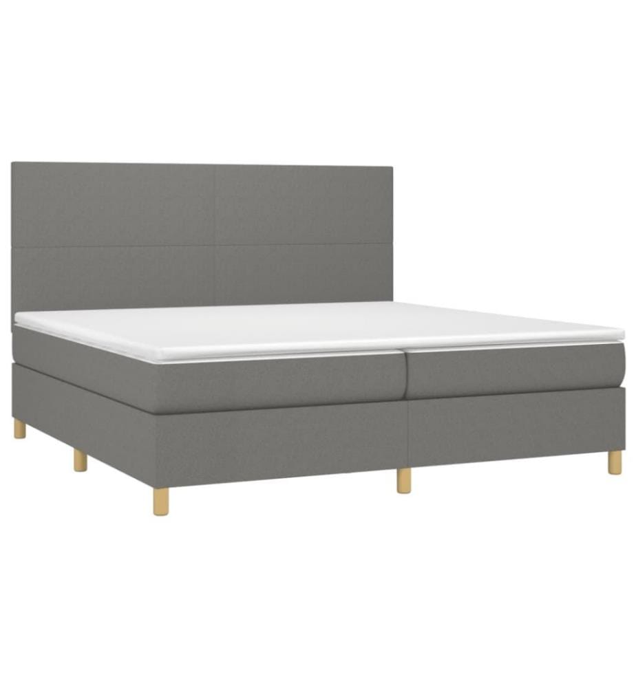 Boxspringbett mit Matratze & LED Dunkelgrau 200x200 cm Stoff