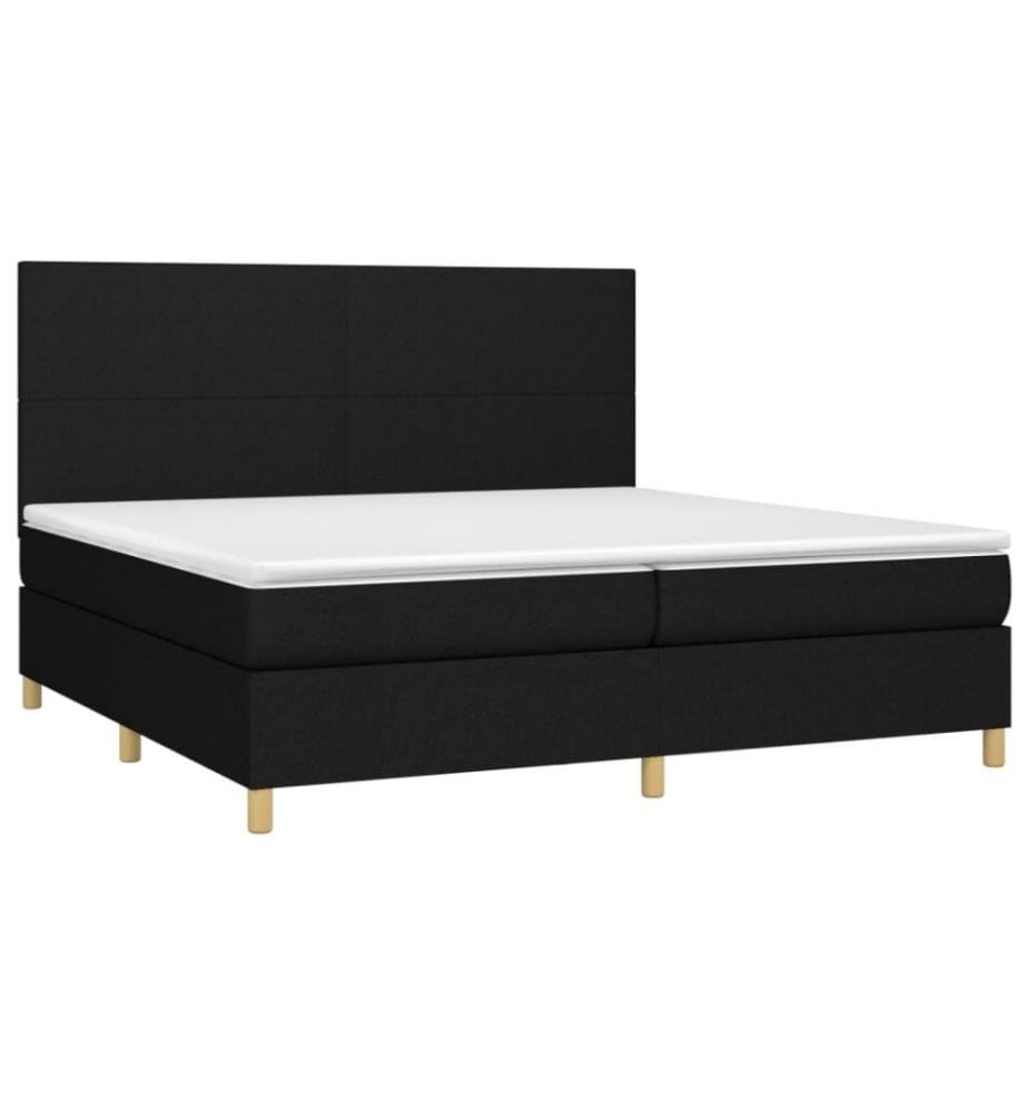 Boxspringbett mit Matratze & LED Schwarz 200x200 cm Stoff
