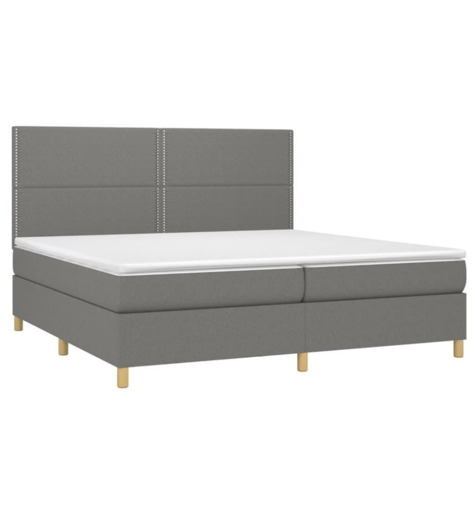 Boxspringbett mit Matratze & LED Dunkelgrau 200x200 cm Stoff