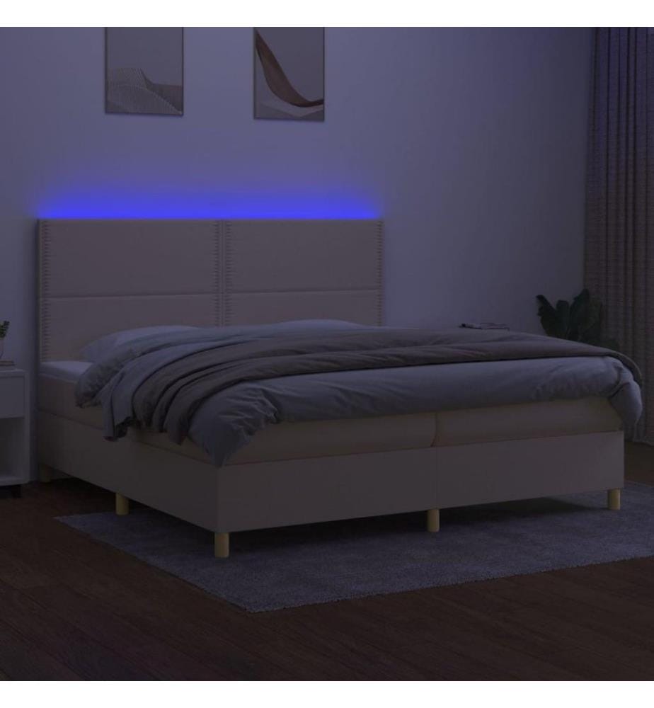 Boxspringbett mit Matratze & LED Creme 200x200 cm Stoff
