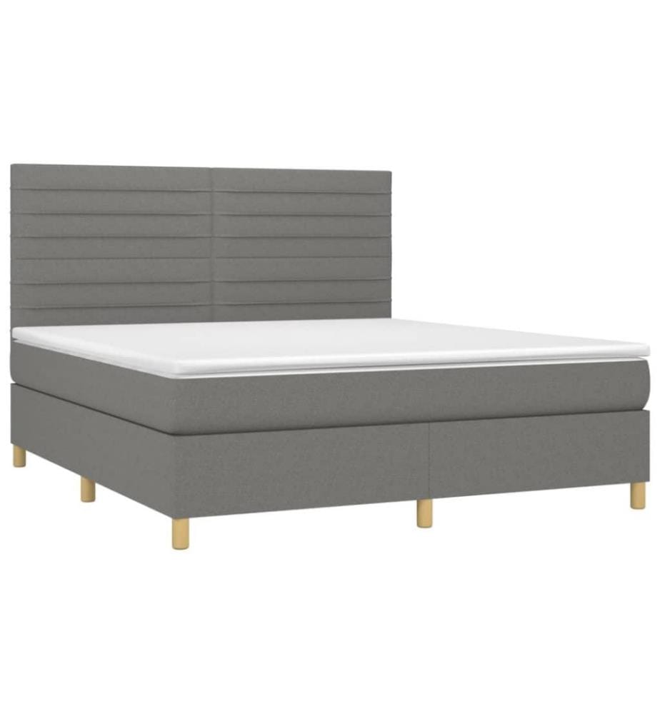 Boxspringbett mit Matratze & LED Dunkelgrau 160x200 cm Stoff