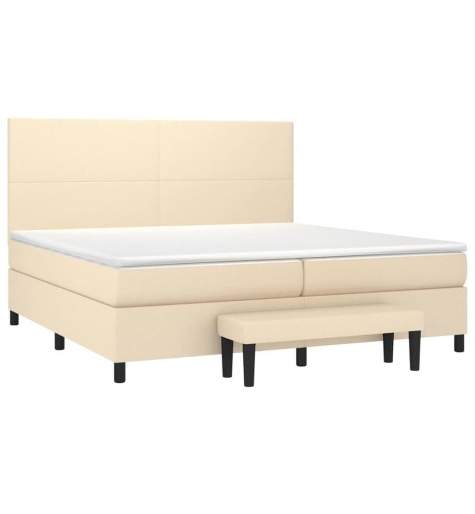 Boxspringbett mit Matratze Creme 200x200 cm Stoff