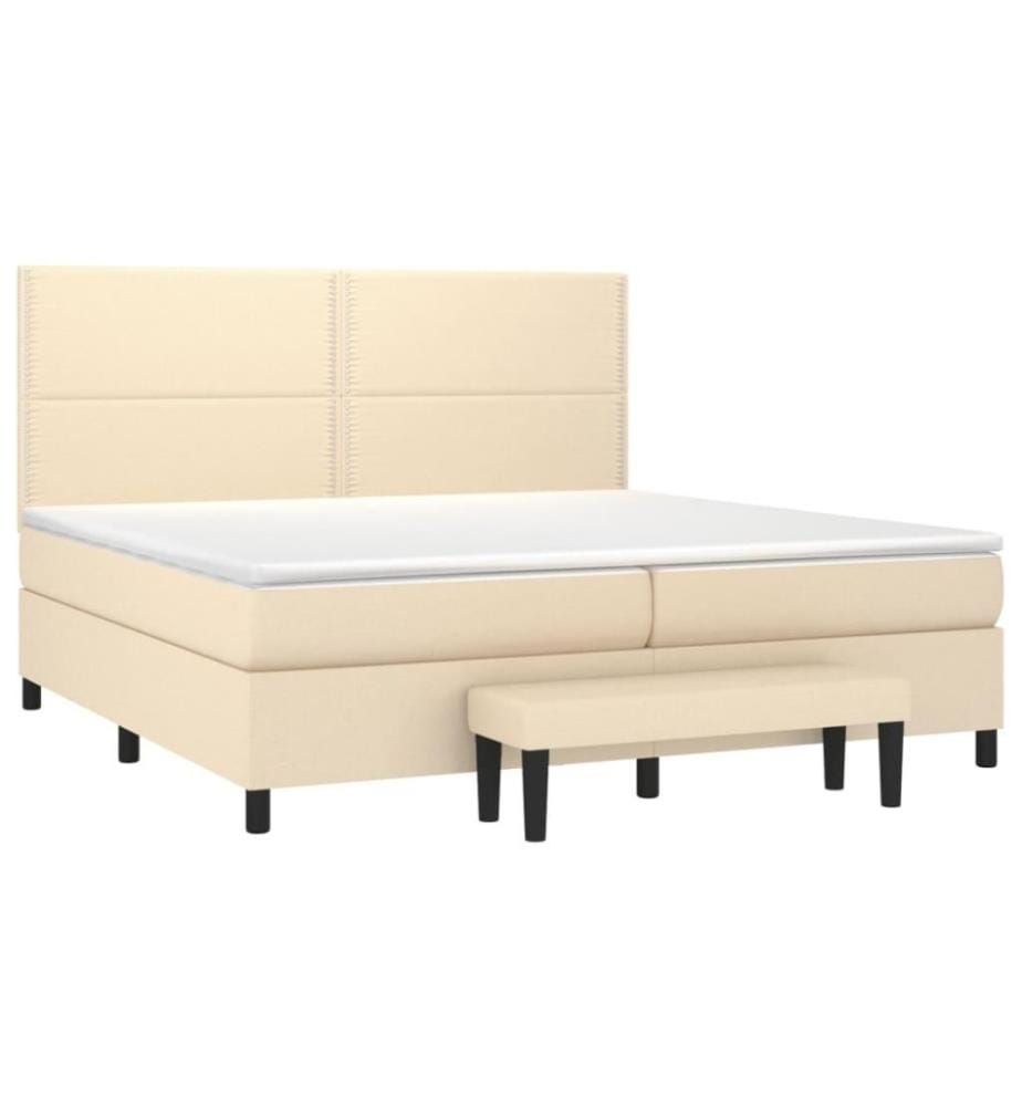 Boxspringbett mit Matratze Creme 200x200 cm Stoff