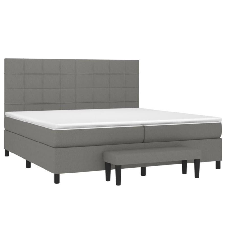 Boxspringbett mit Matratze Dunkelgrau 200x200 cm Stoff