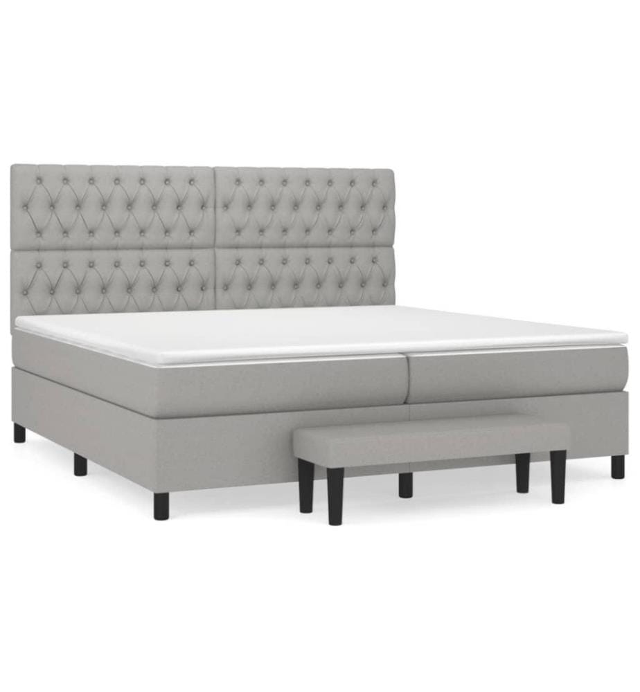 Boxspringbett mit Matratze Hellgrau 200x200 cm Stoff