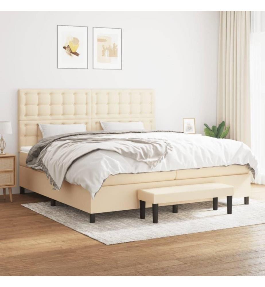 Boxspringbett mit Matratze Creme 200x200 cm Stoff