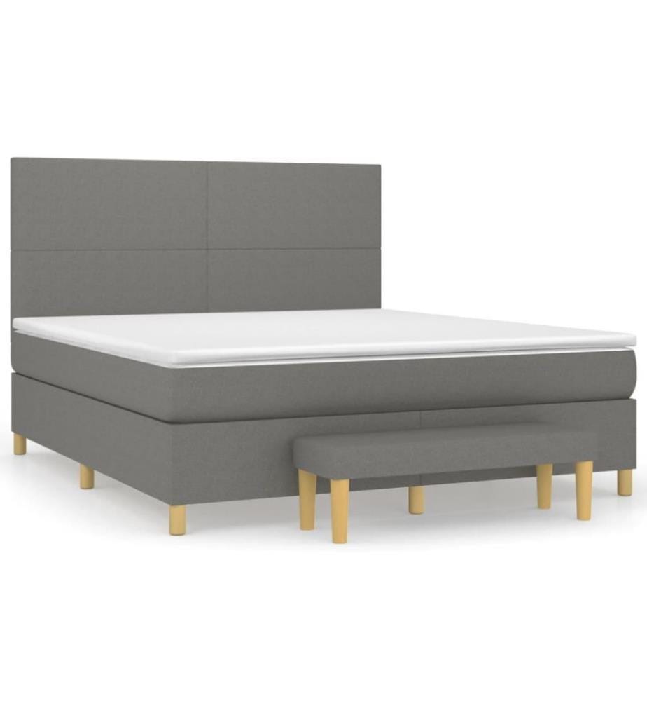 Boxspringbett mit Matratze Dunkelgrau 160x200 cm Stoff