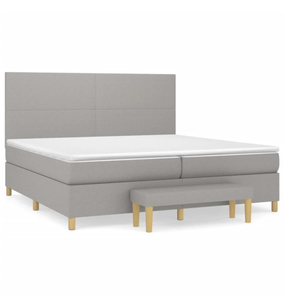 Boxspringbett mit Matratze Hellgrau 200x200 cm Stoff
