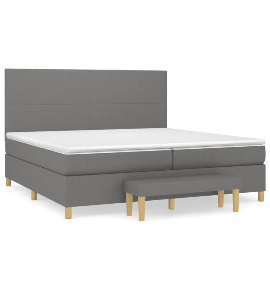 Boxspringbett mit Matratze Dunkelgrau 200x200 cm Stoff
