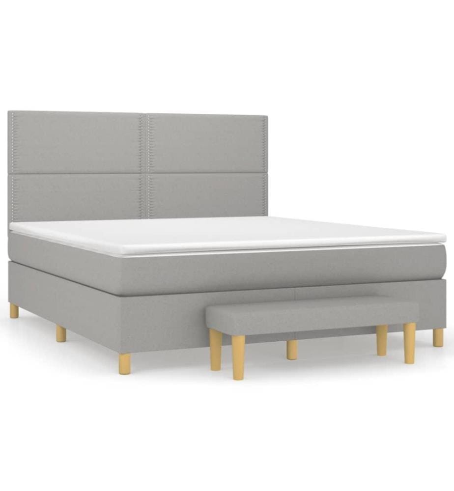 Boxspringbett mit Matratze Hellgrau 160x200 cm Stoff