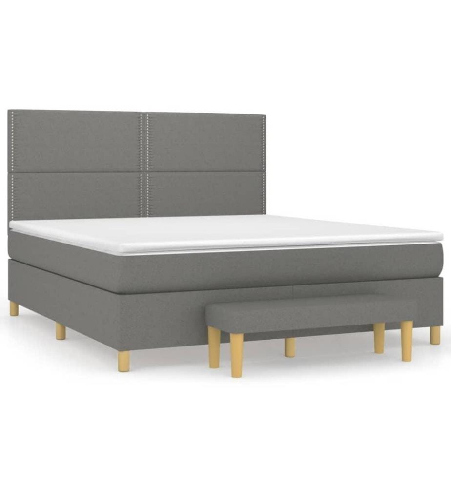 Boxspringbett mit Matratze Dunkelgrau 160x200 cm Stoff