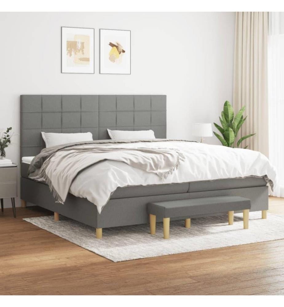 Boxspringbett mit Matratze Dunkelgrau 200x200 cm Stoff