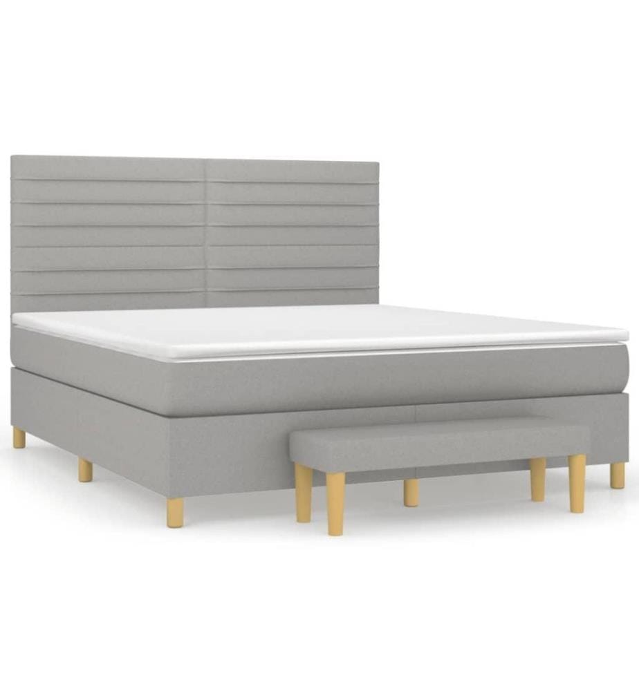 Boxspringbett mit Matratze Hellgrau 160x200 cm Stoff