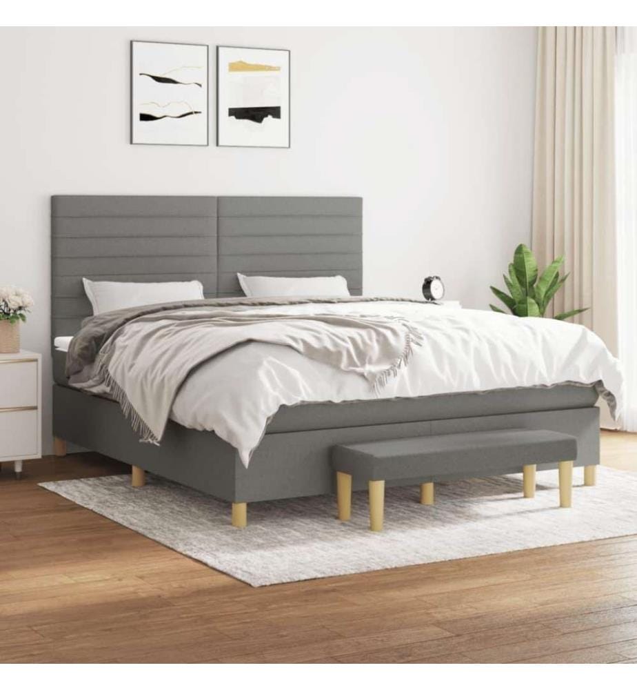 Boxspringbett mit Matratze Dunkelgrau 160x200 cm Stoff