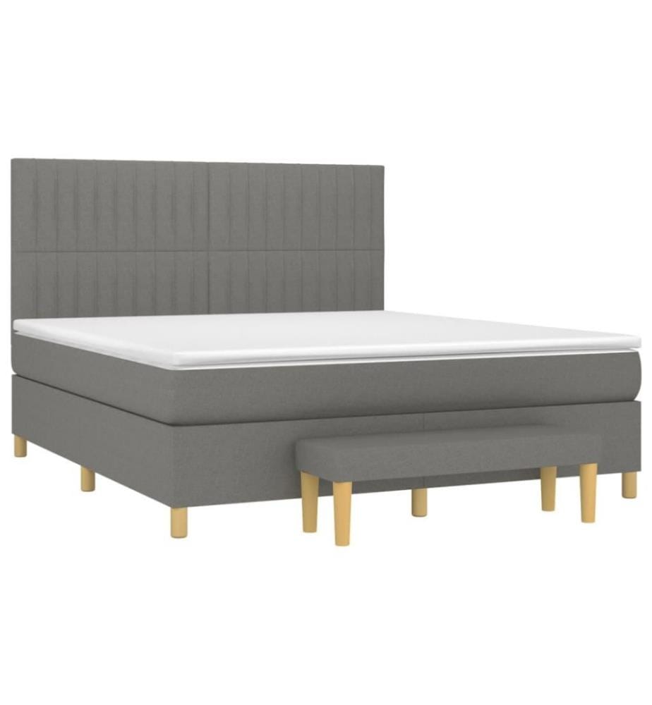 Boxspringbett mit Matratze Dunkelgrau 160x200 cm Stoff