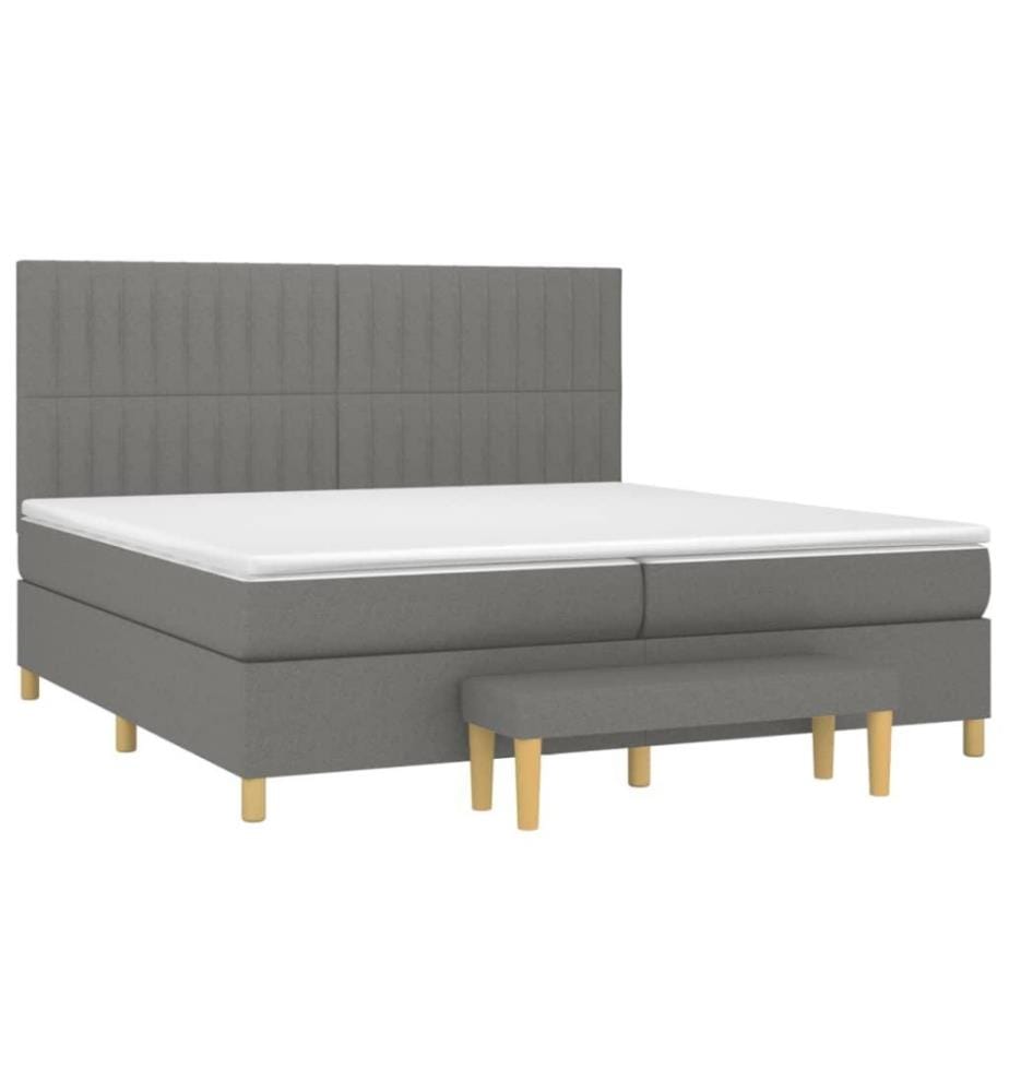 Boxspringbett mit Matratze Dunkelgrau 200x200 cm Stoff