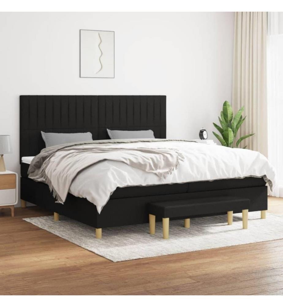 Boxspringbett mit Matratze Schwarz 200x200 cm Stoff