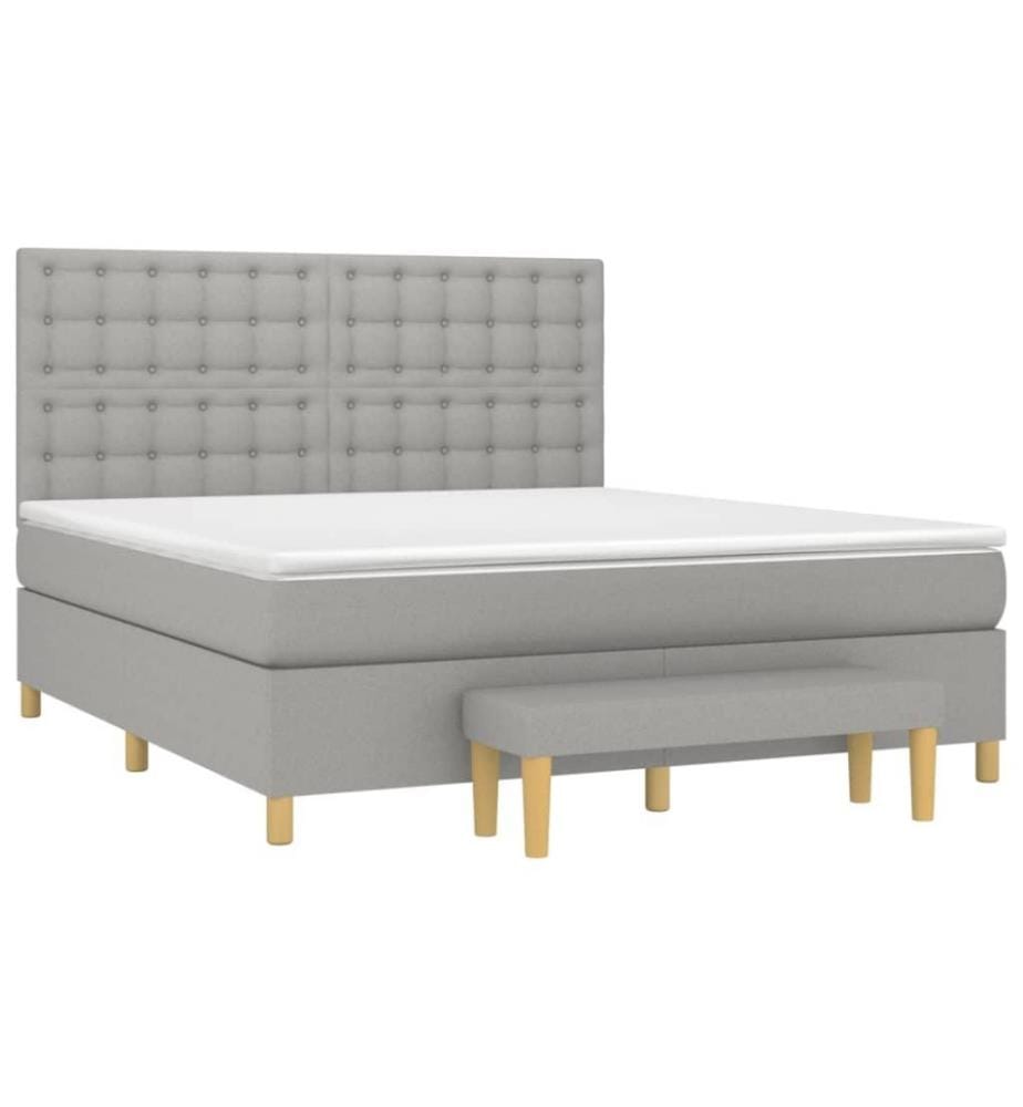 Boxspringbett mit Matratze Hellgrau 160x200 cm Stoff
