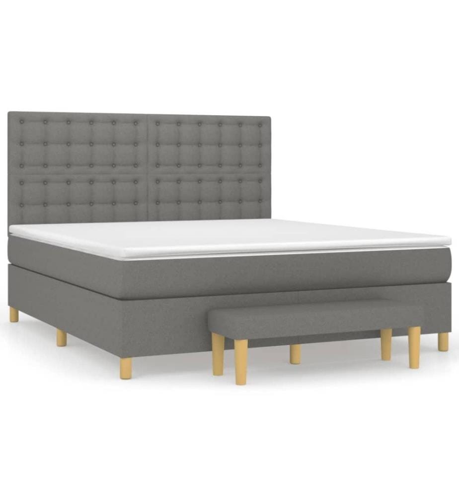 Boxspringbett mit Matratze Dunkelgrau 160x200 cm Stoff