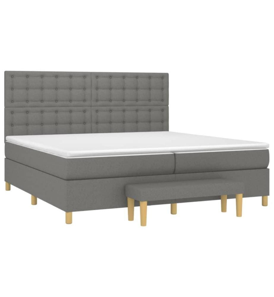 Boxspringbett mit Matratze Dunkelgrau 200x200 cm Stoff