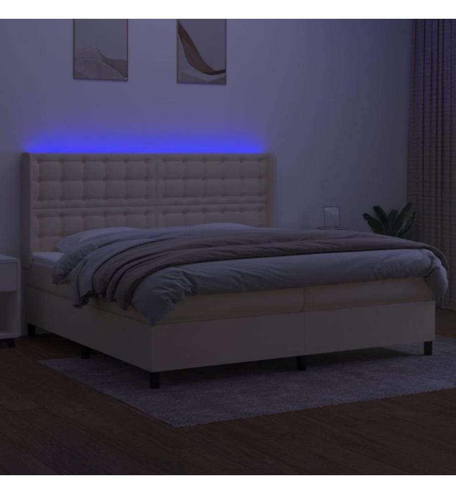 Boxspringbett mit Matratze & LED Creme 200x200 cm Stoff