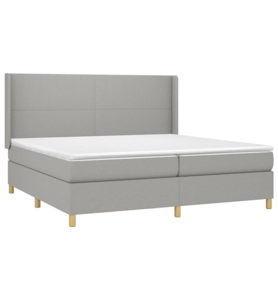 Boxspringbett mit Matratze & LED Hellgrau 200x200 cm Stoff