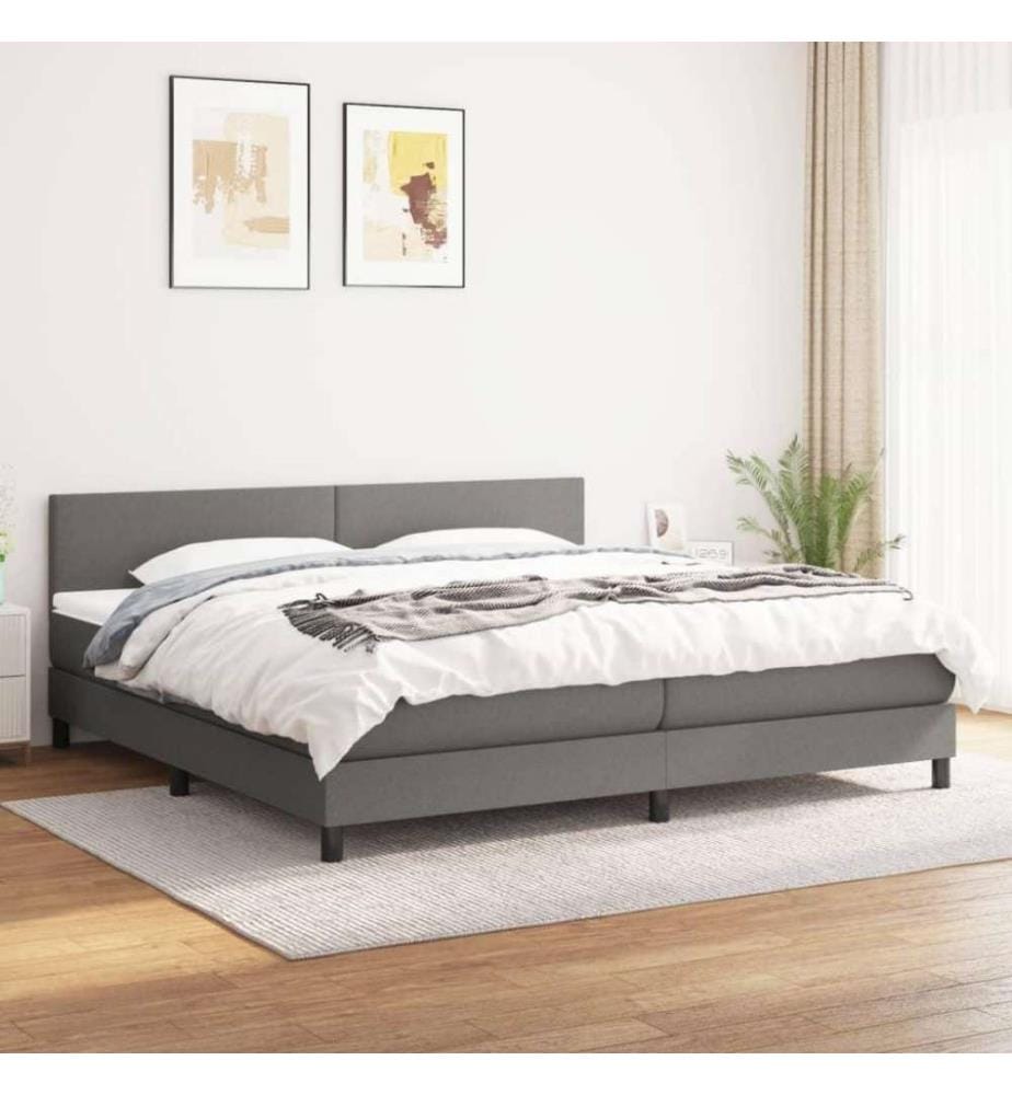 Boxspringbett mit Matratze Dunkelgrau 200x200 cm Stoff