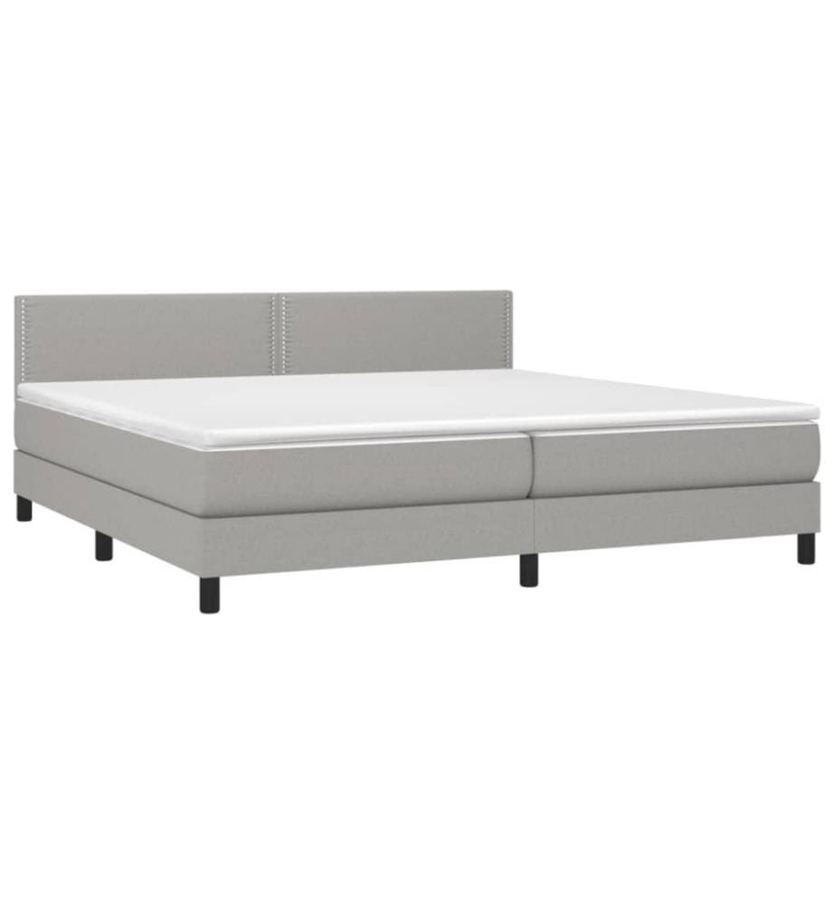 Boxspringbett mit Matratze Hellgrau 200x200 cm Stoff
