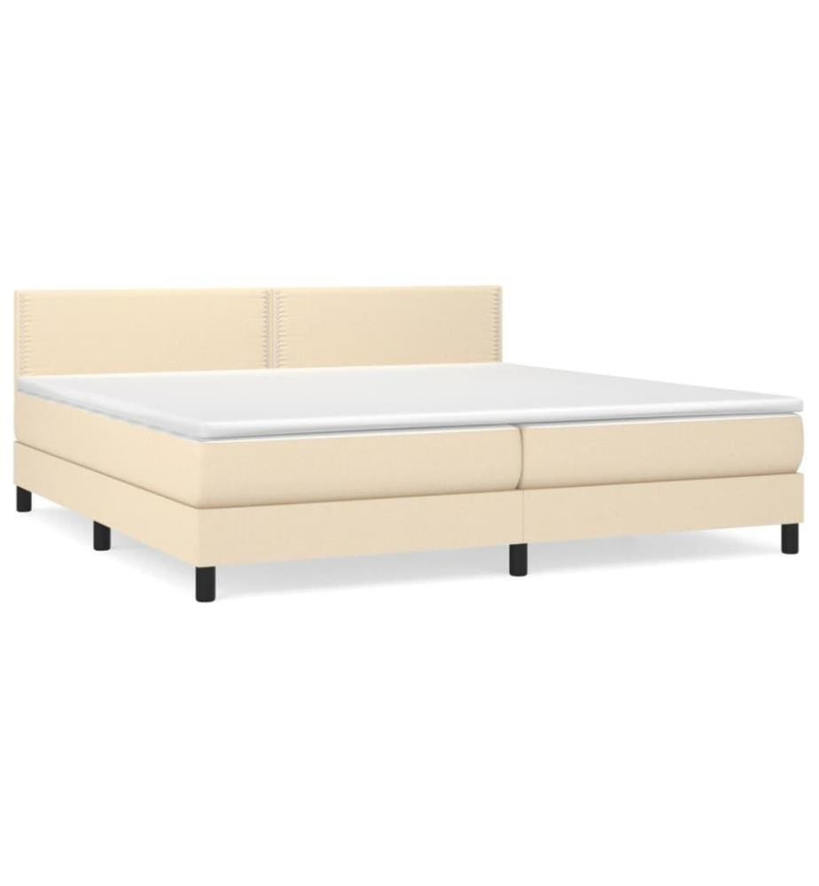Boxspringbett mit Matratze Creme 200x200 cm Stoff