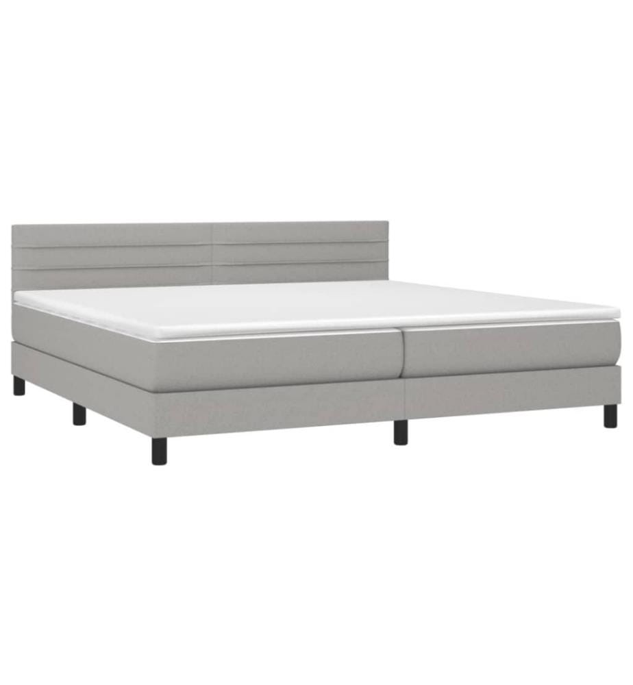 Lit à sommier tapissier avec matelas Gris clair 200x200cm Tissu