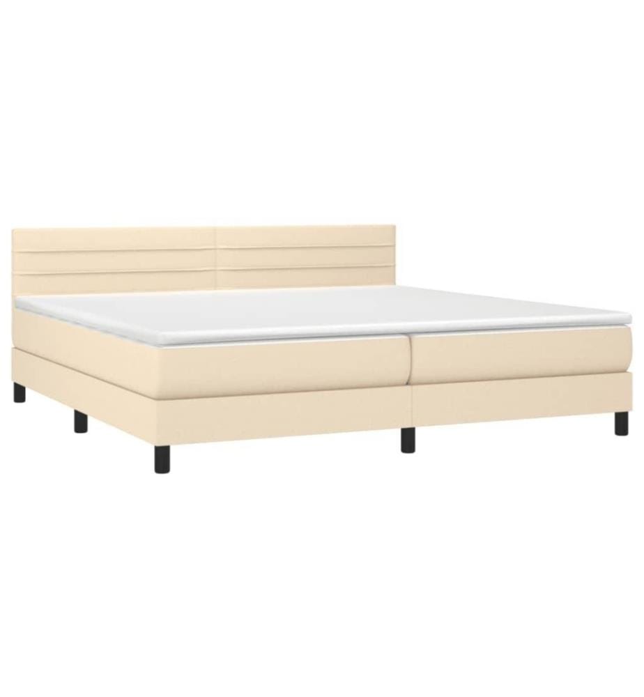 Boxspringbett mit Matratze Creme 200x200 cm Stoff